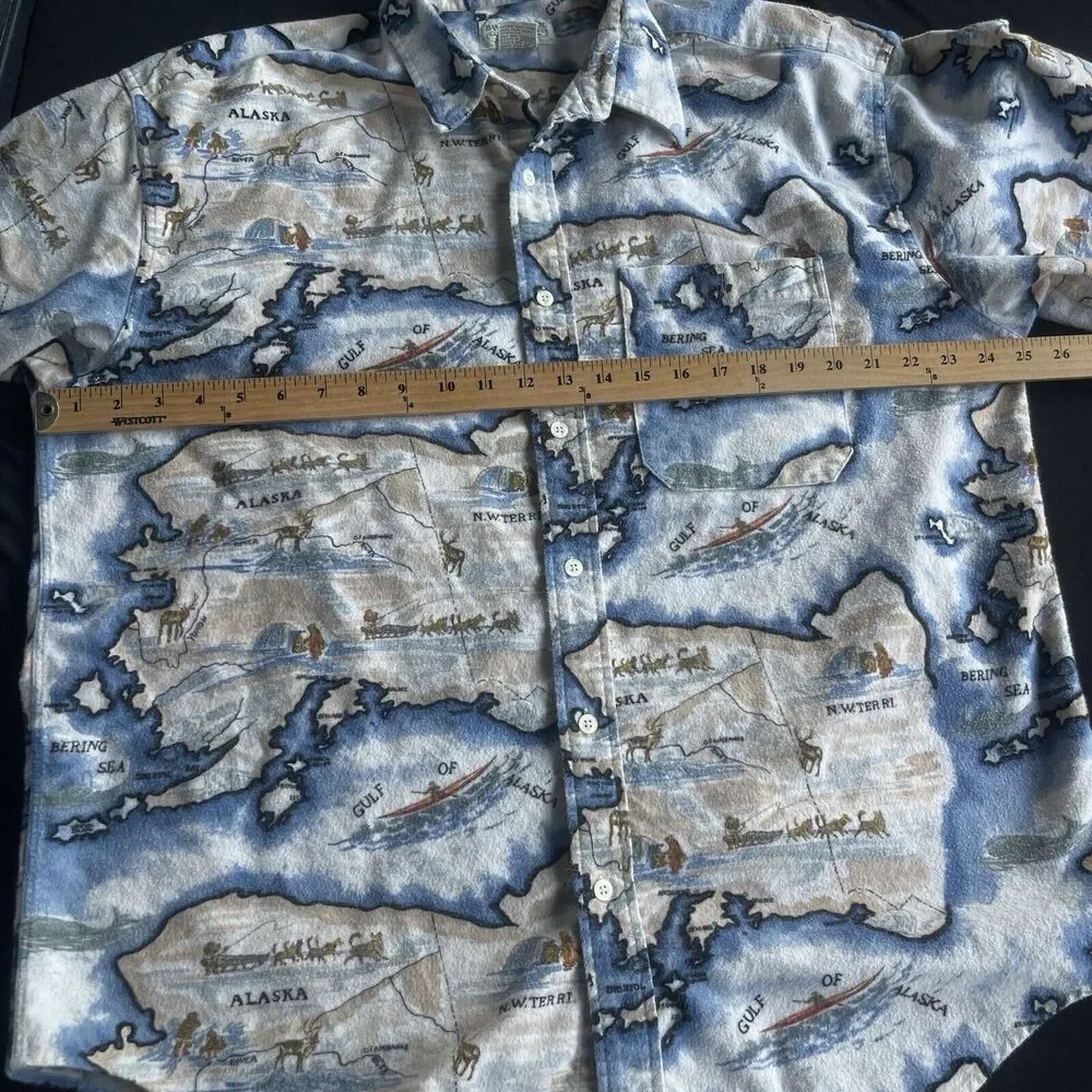 Banana Republic Safari Travel Shirt‎ Mens Large Button Up Flannel Travel AOP 90s